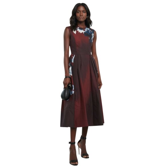 Erdem Floral cotton faille midi dress Size M NEW - Picture 5 of 12